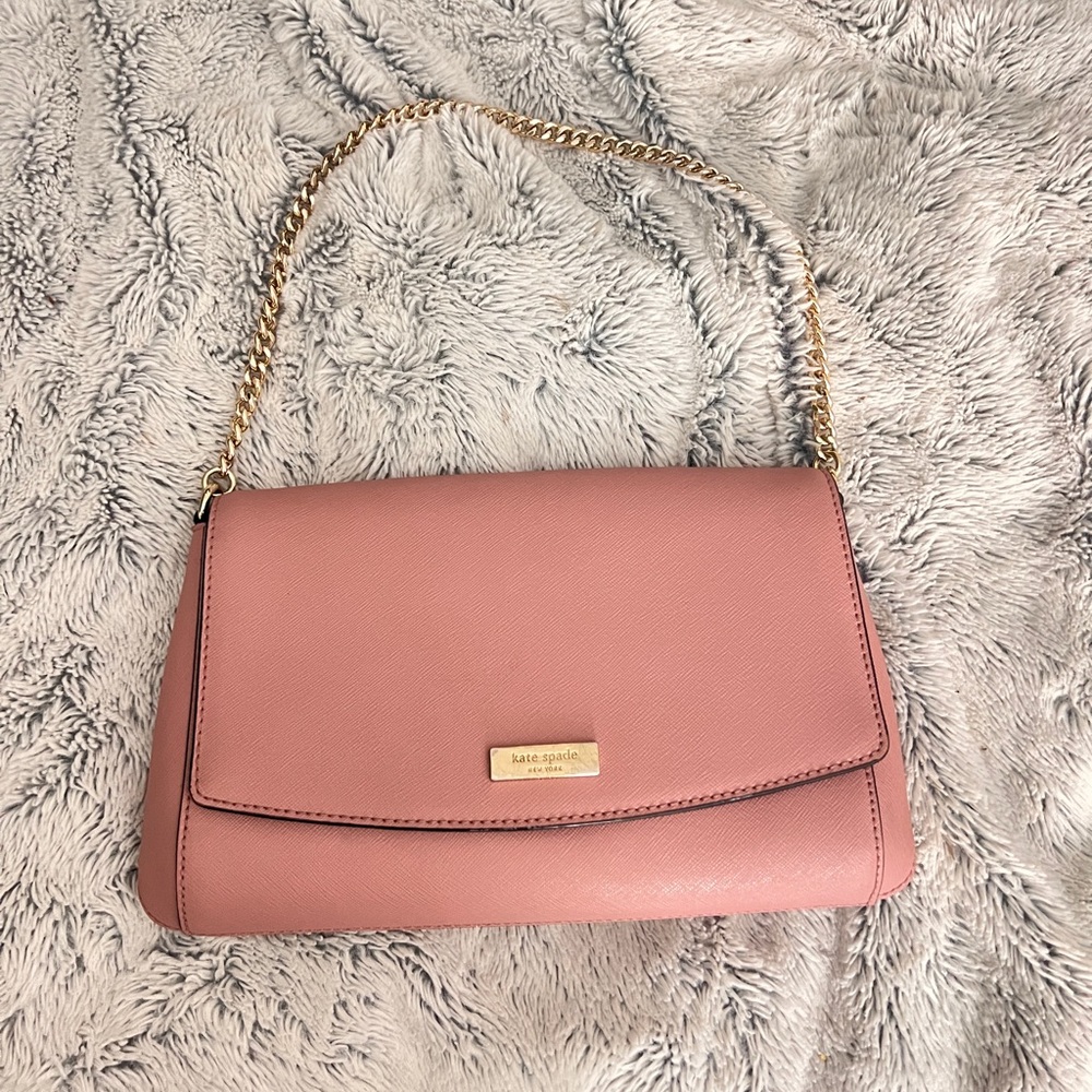 kate spade Pink Leather Shoulder Bag w Gold Chain and additional Crossbody Strap
